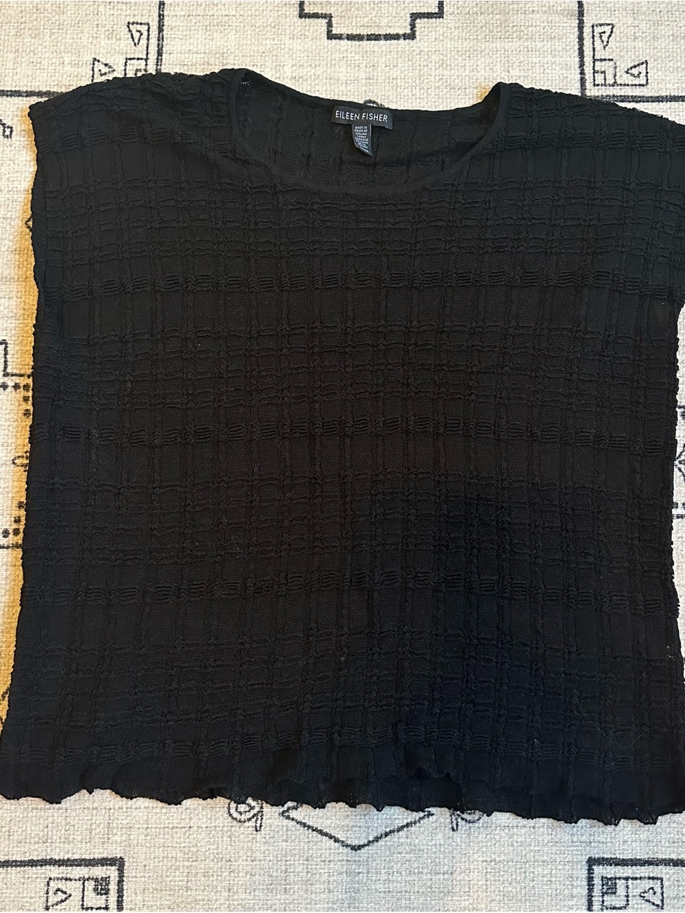 Eileen Fisher Black Textured Short-Sleeve Tunic